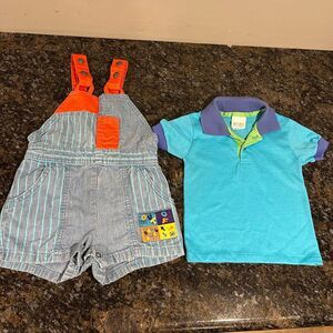 Vintage Lee Handstands Overalls Shirt Boys 3T Denim Blue